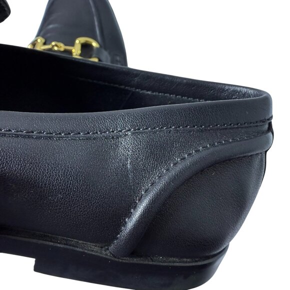 Jeffrey Campbell Black Leather Loafers โ Size 8.5 โ Gold Horsebit Detail - Picture 8 of 9